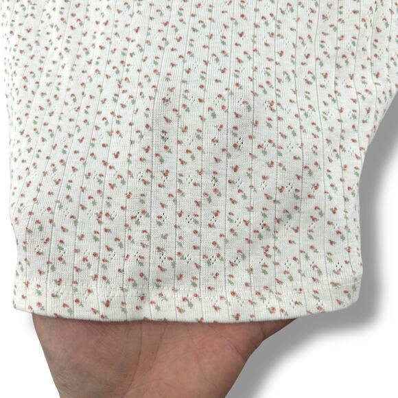 NEW Just Polly White disty floral cap sleeve top medium cotton Girly coquette - Picture 4 of 7